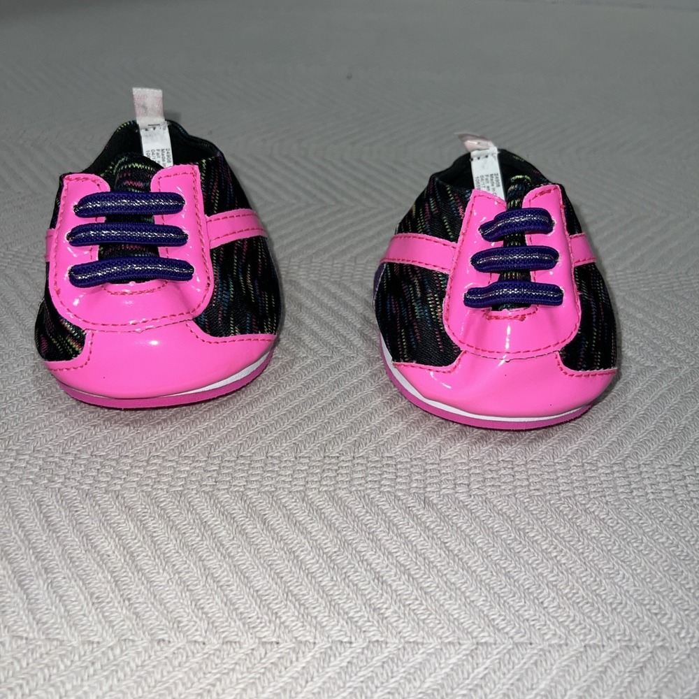 BUILD A BEAR ( BaB) Pink Purple Rainbow Patent Tennis Shoes Sneakers 04/2017